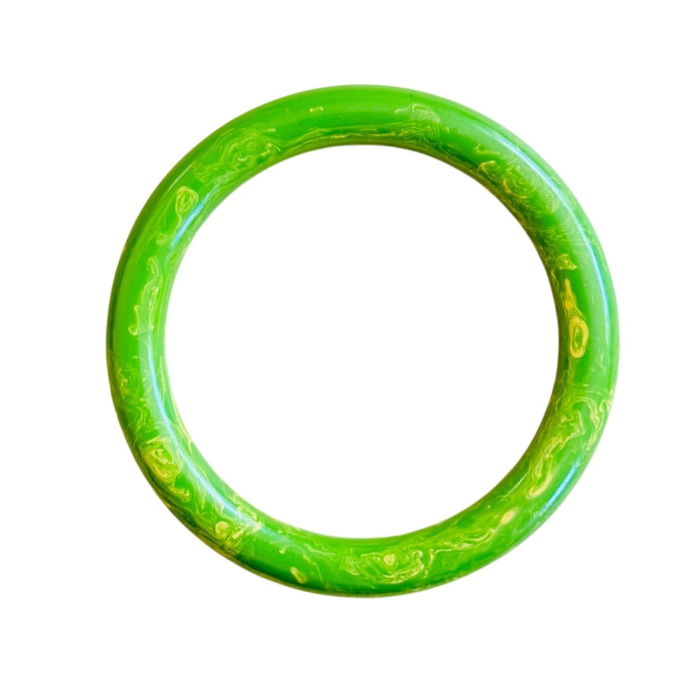 VTG Green Spinach Swirled Bakelite Bangle Bracelet Tested Art Deco Marbled 22g
